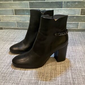 Barney's New York Smooth Black Leather Ankle Boots